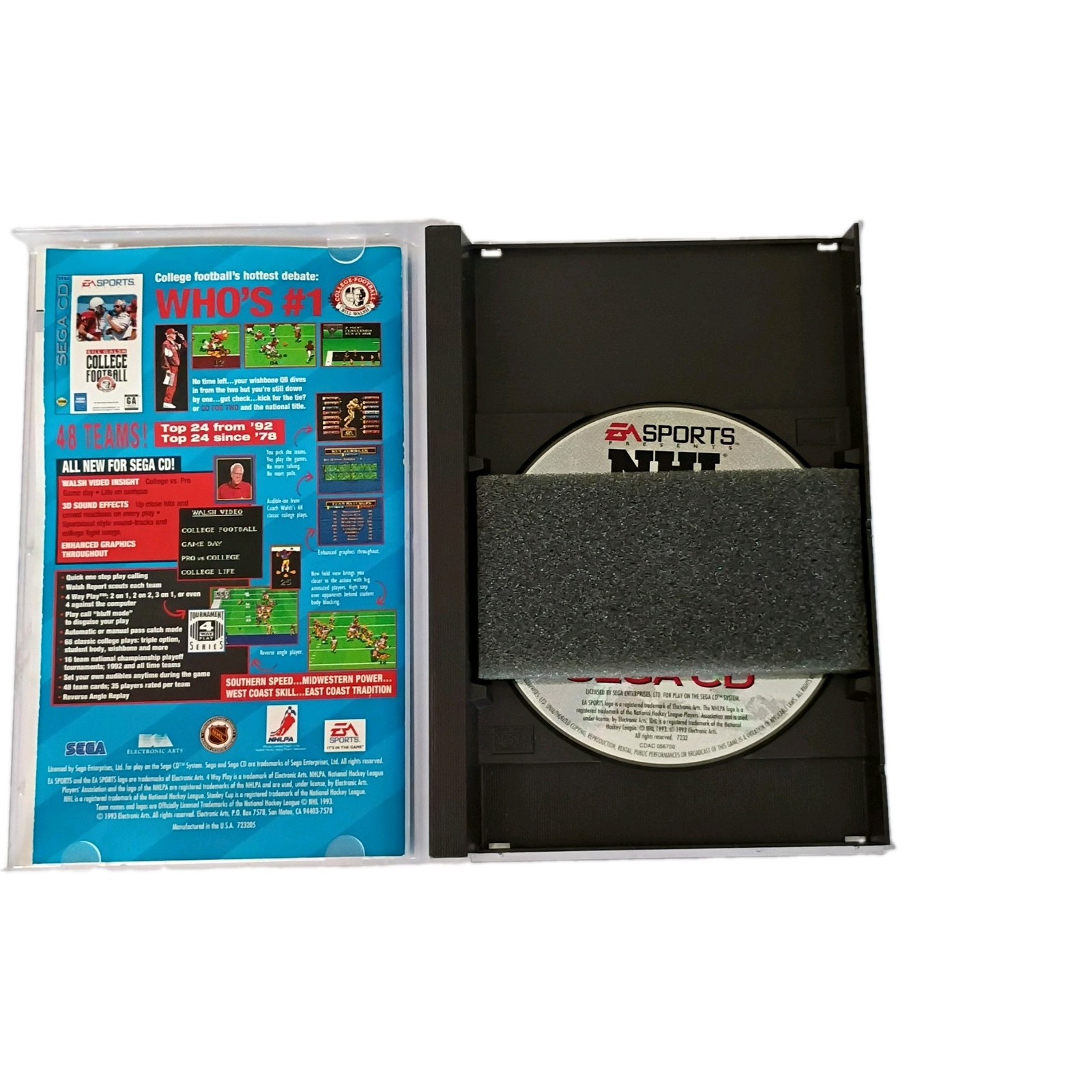EA Sports NHL ’94 (Sega CD) w/ Manual & Case NTSC-U/C 1994 GA Hockey
