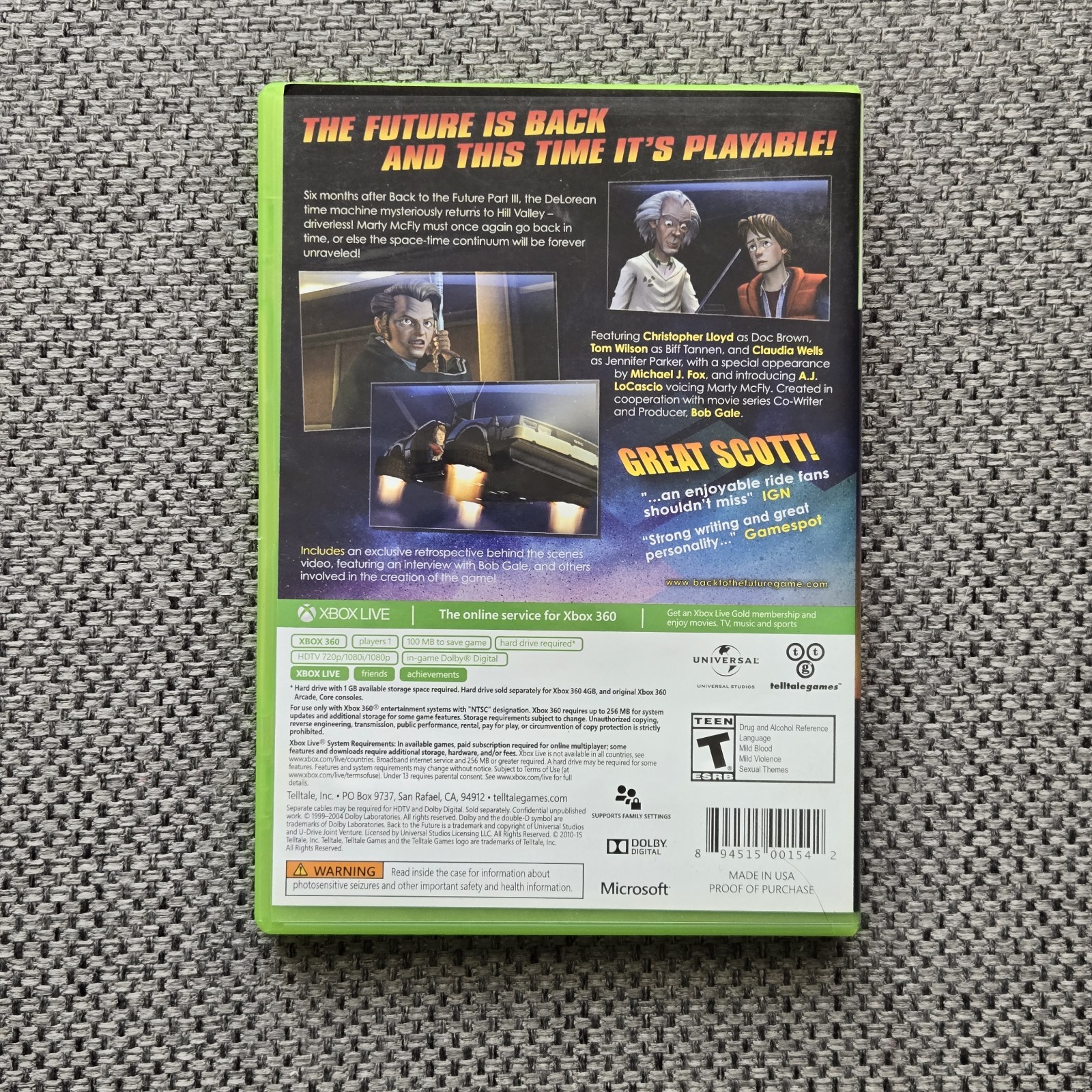Xbox 360 Back to the Future: The Game 30th Anniversary Edition, Good Shape!