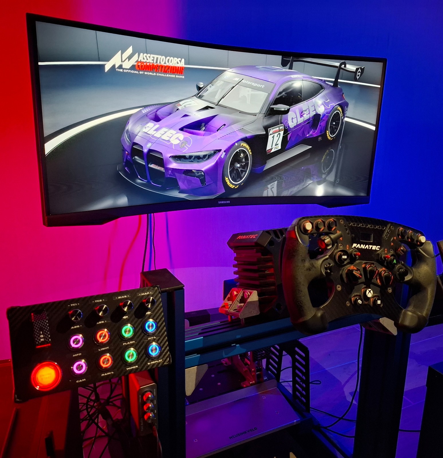 Button Box Console Sim Racing Competizione Illuminated Buttons RGB Start Engine