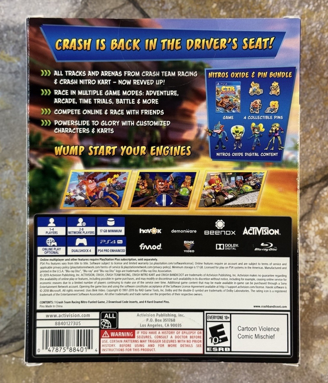 Crash Team Racing – Nitro Fueled: Nitros Oxide & Pin Bundle – PS4 **BRAND NEW**