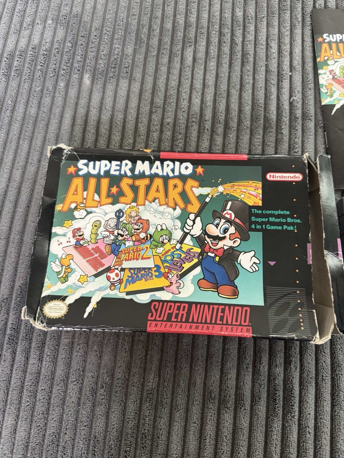 Super Mario All-Stars Super Nintendo SNES (1993) Excellent Manual Fair Box Test!