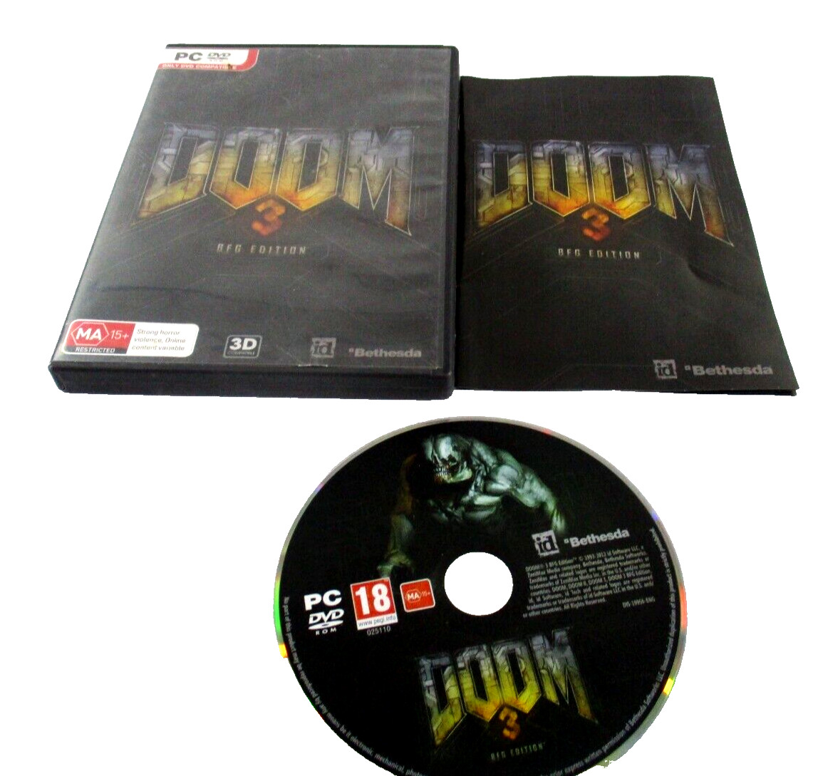 Doom 3 BFG Edition PC DVD ROM Windows Game MA15+ Manual 2012 Bethesda Tested