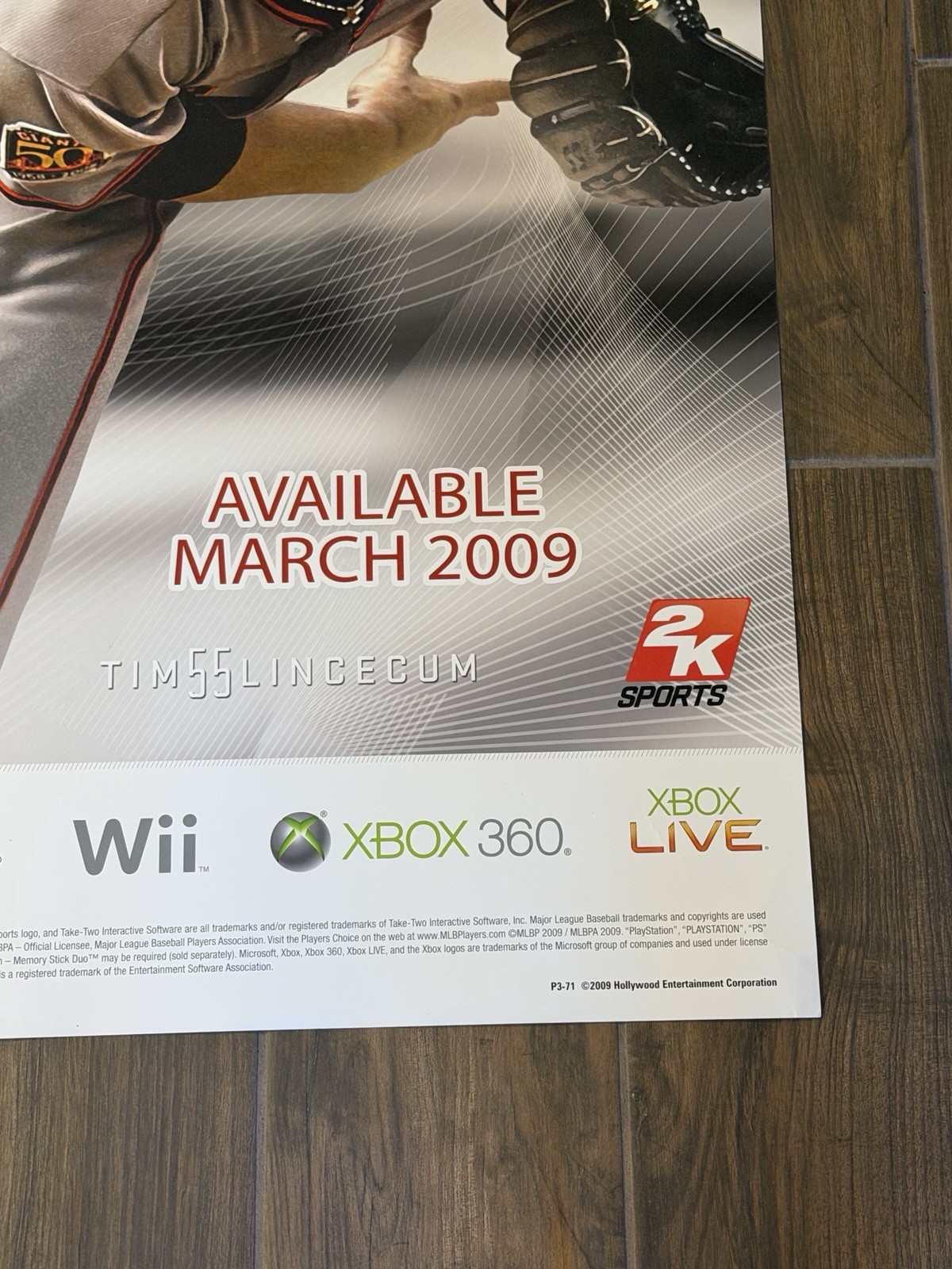 MLB Baseball 2K9 Video Game Hollywood Entertainment Promo Poster (21” X 36”)