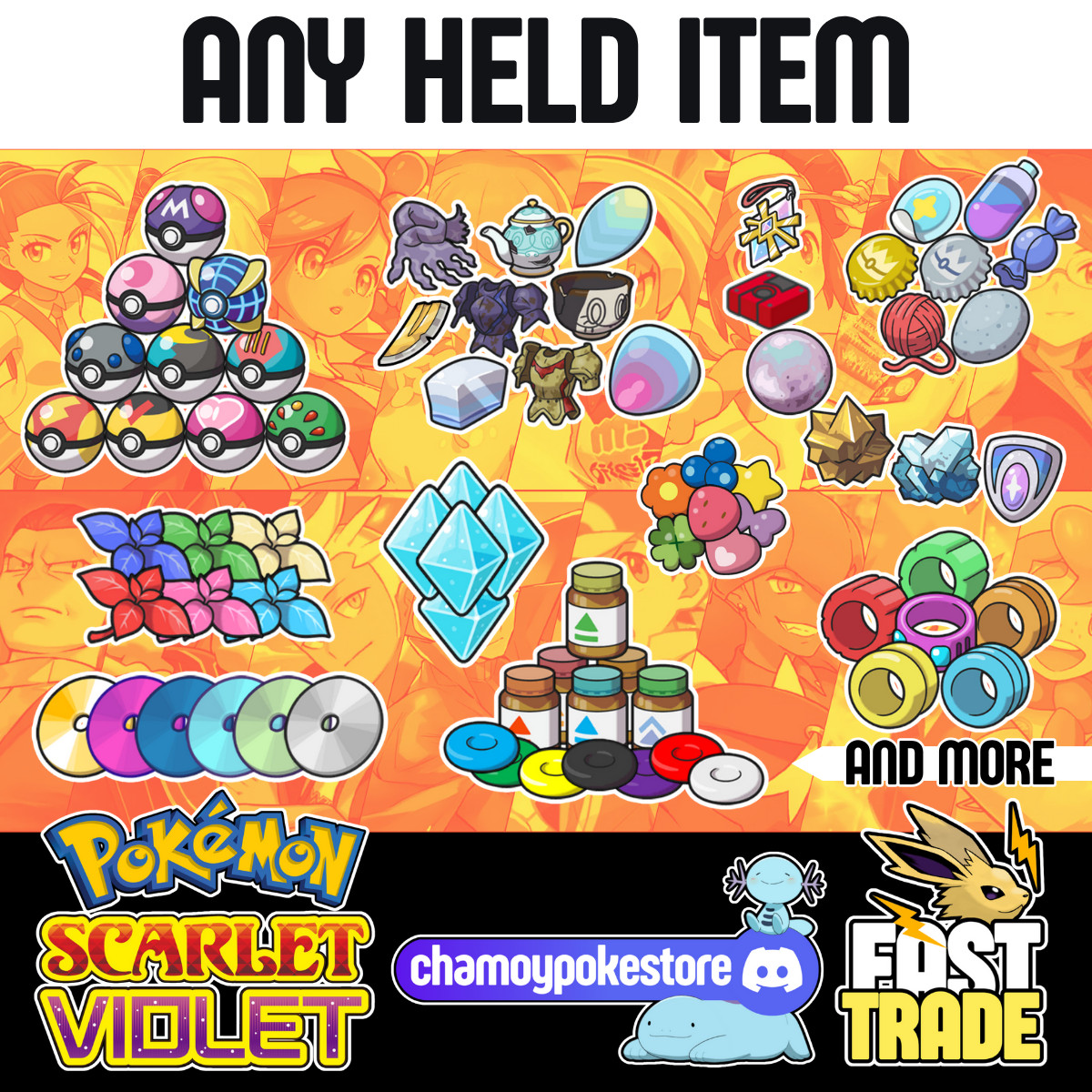 ANY ITEM: ABILITY PATCH, GOLD BOTTLE CAP, MASTERBALL …✨POKEMON SCARLET VIOLET