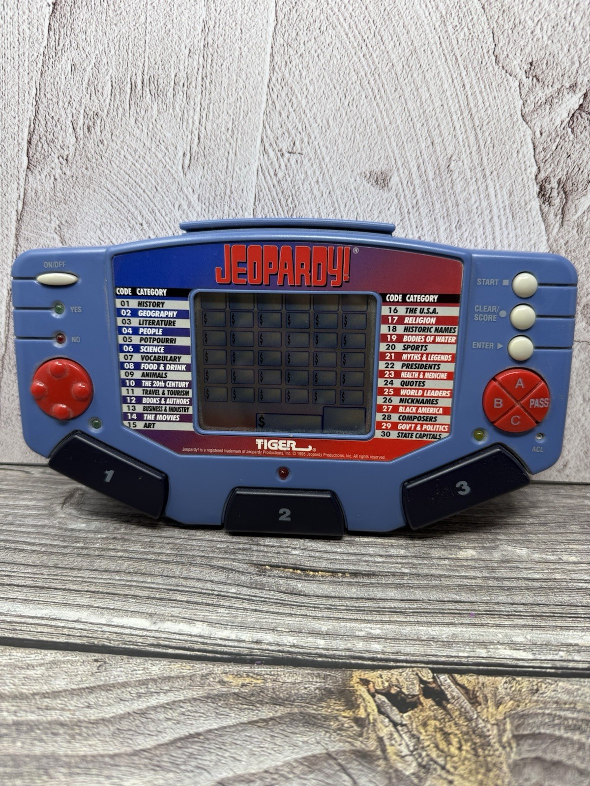 1995 Talking Jeopardy Tiger Electronics Video Game Handheld with Instructions
