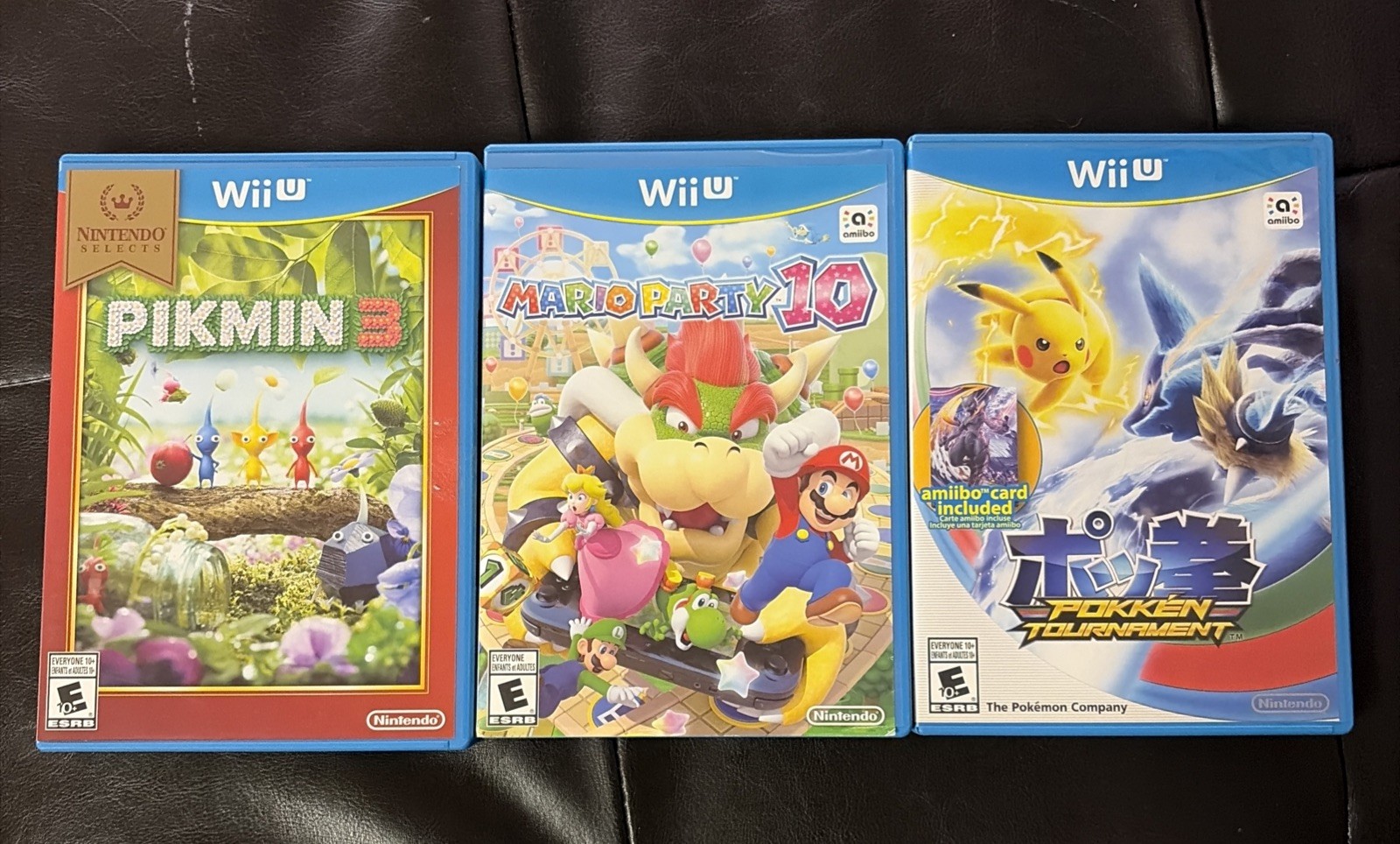 Nintendo Wii U Game Lot Mario Party 10 Pikmin 3 Pokken Tournament