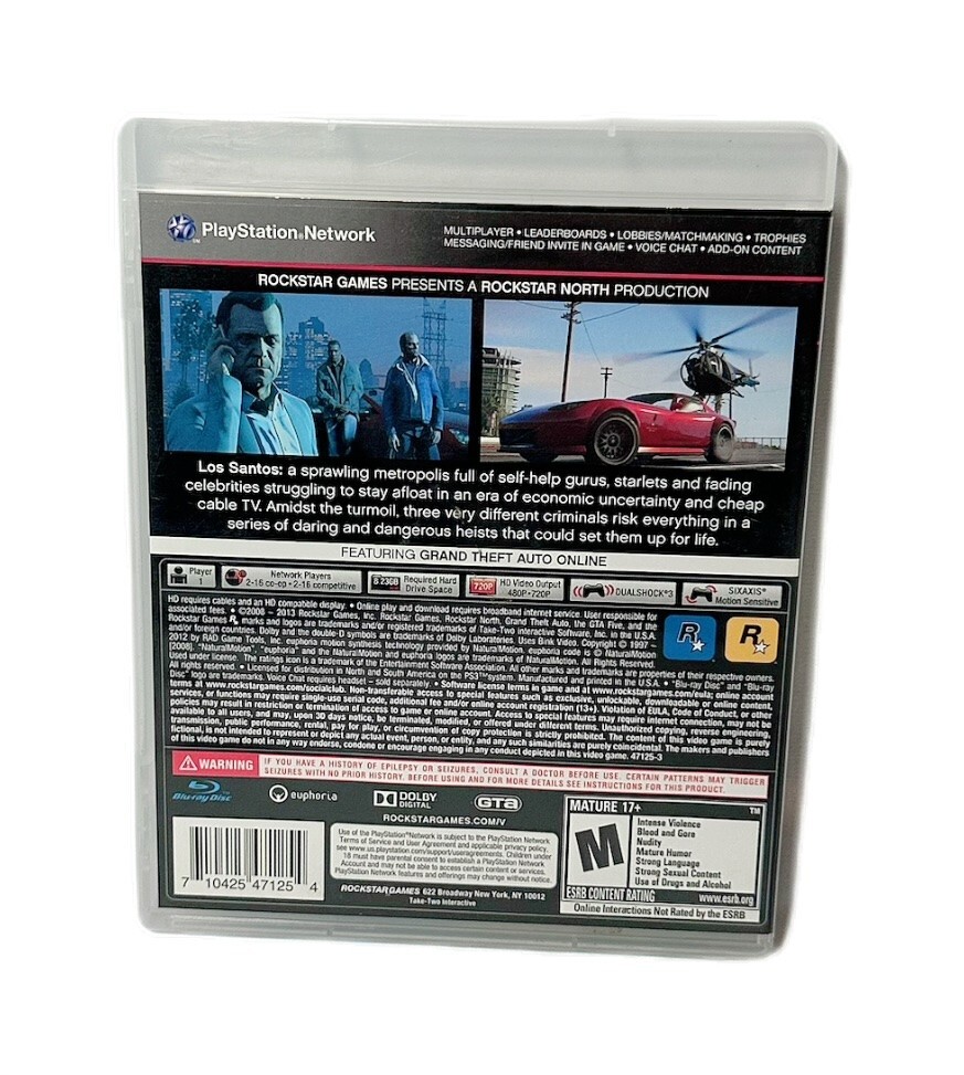 Grand Theft Auto V Complete PS3 Game Rockstar Classics Map Manual Included GTA 5