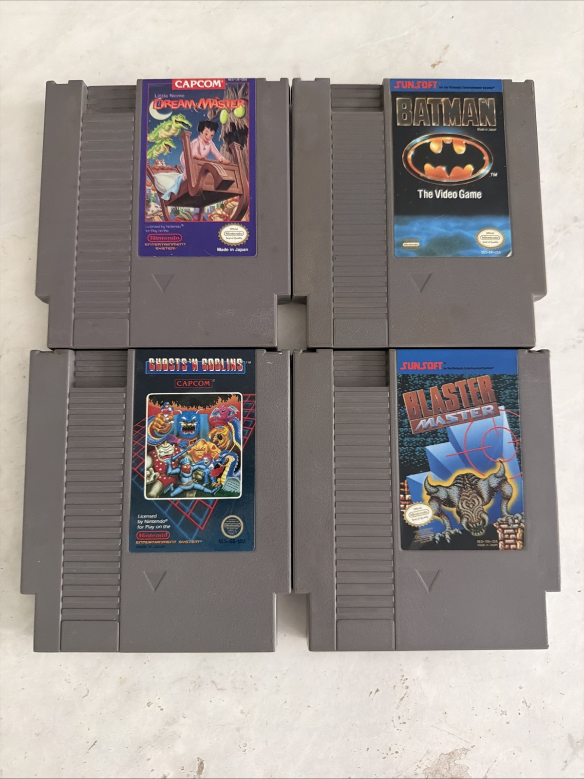 Nes Games Lot Of 4 Batman, Ghosts ‘n Goblins, Blaster Master, Little Nemo