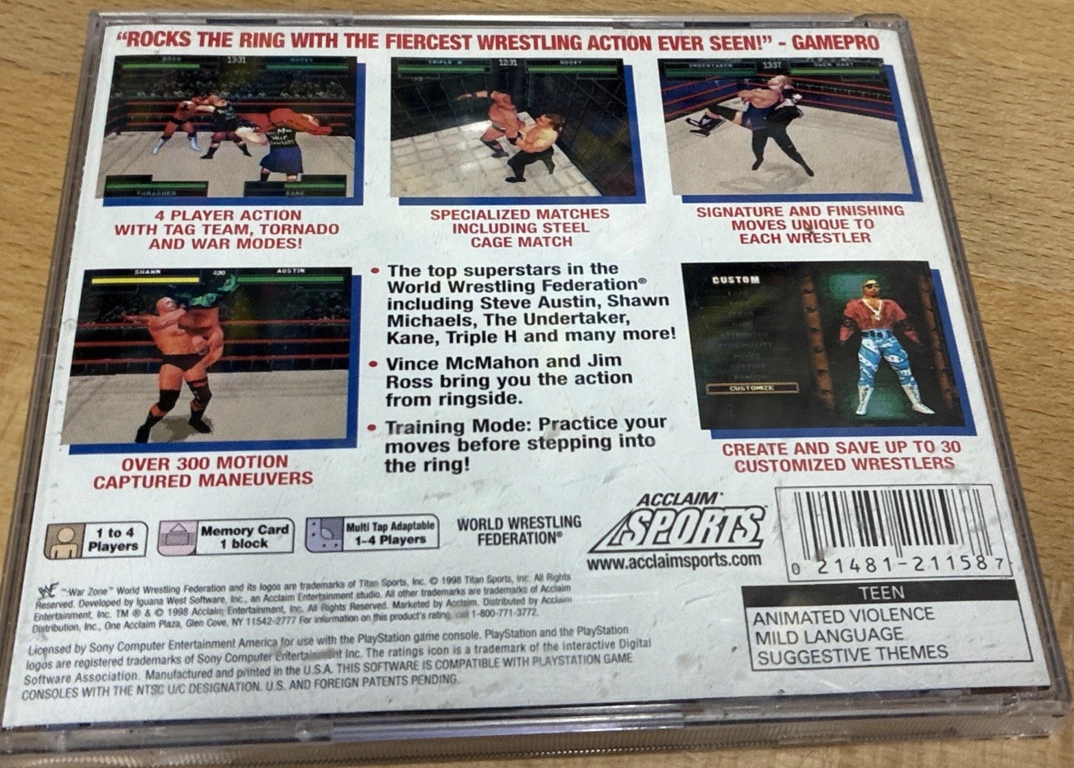 WWF War Zone CIB PS1 Tested and Working