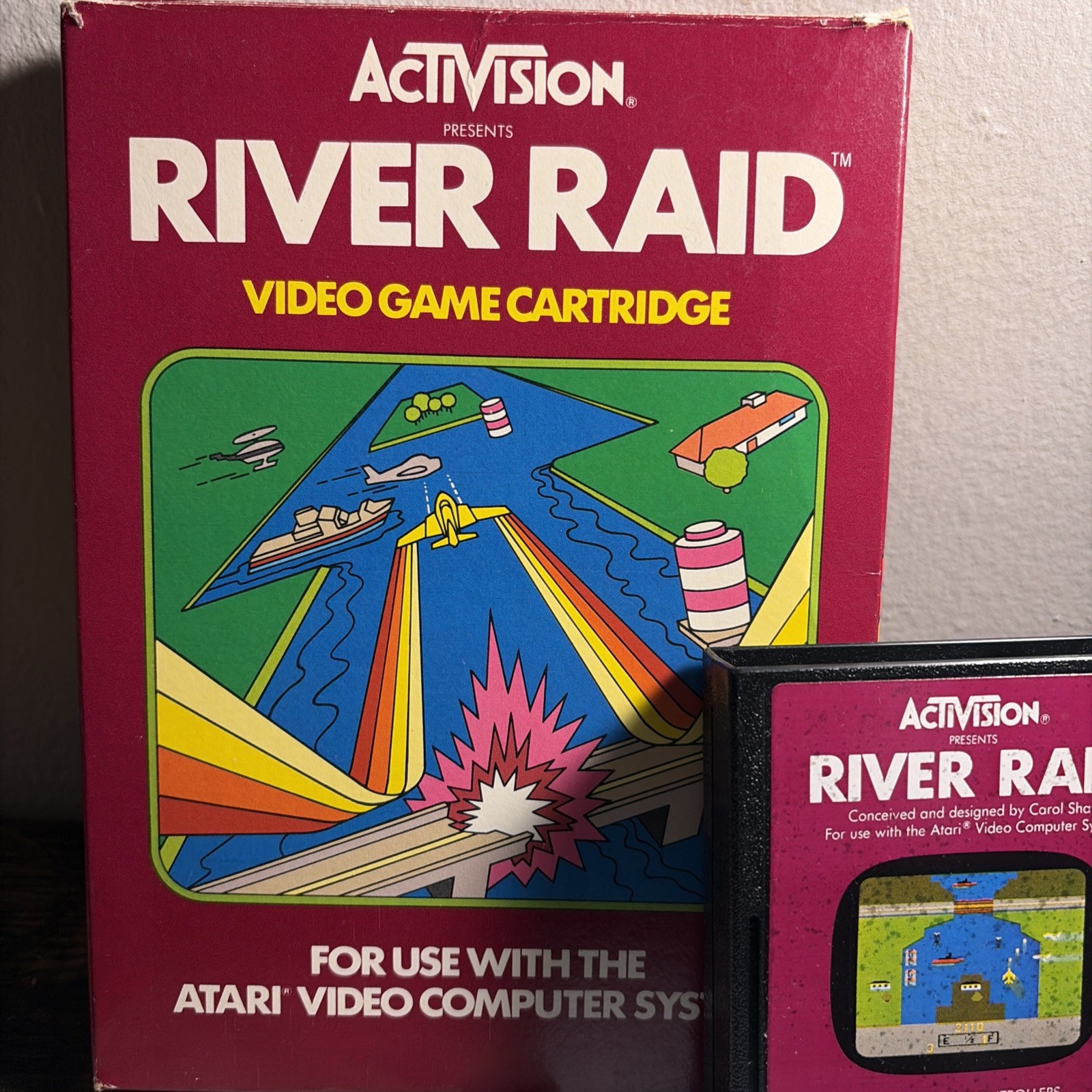 Vintage Atari 2600 RIVER RAID CIB Manual, Cartridge & Paperwork