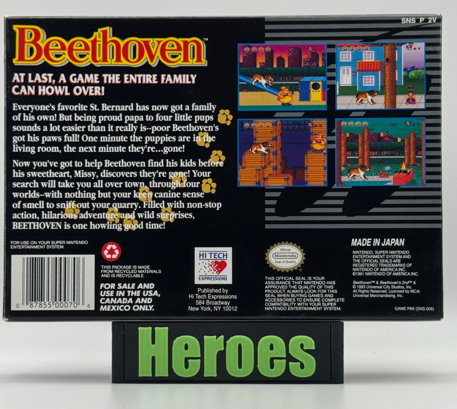 Super Nintendo SNES Beethoven, Canine Caper, Box, Insert, Verified Working