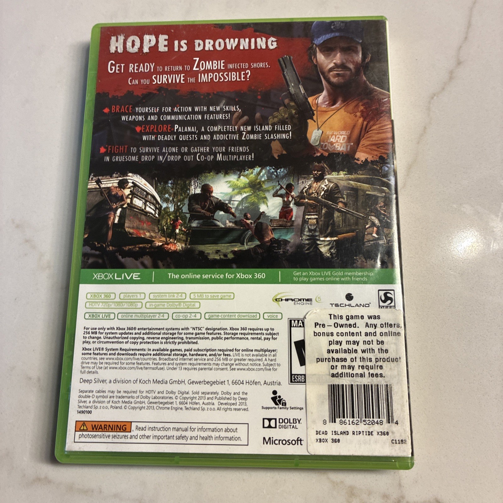 DEAD ISLAND RIPTIDE (Microsoft XBOX 360, 2013)