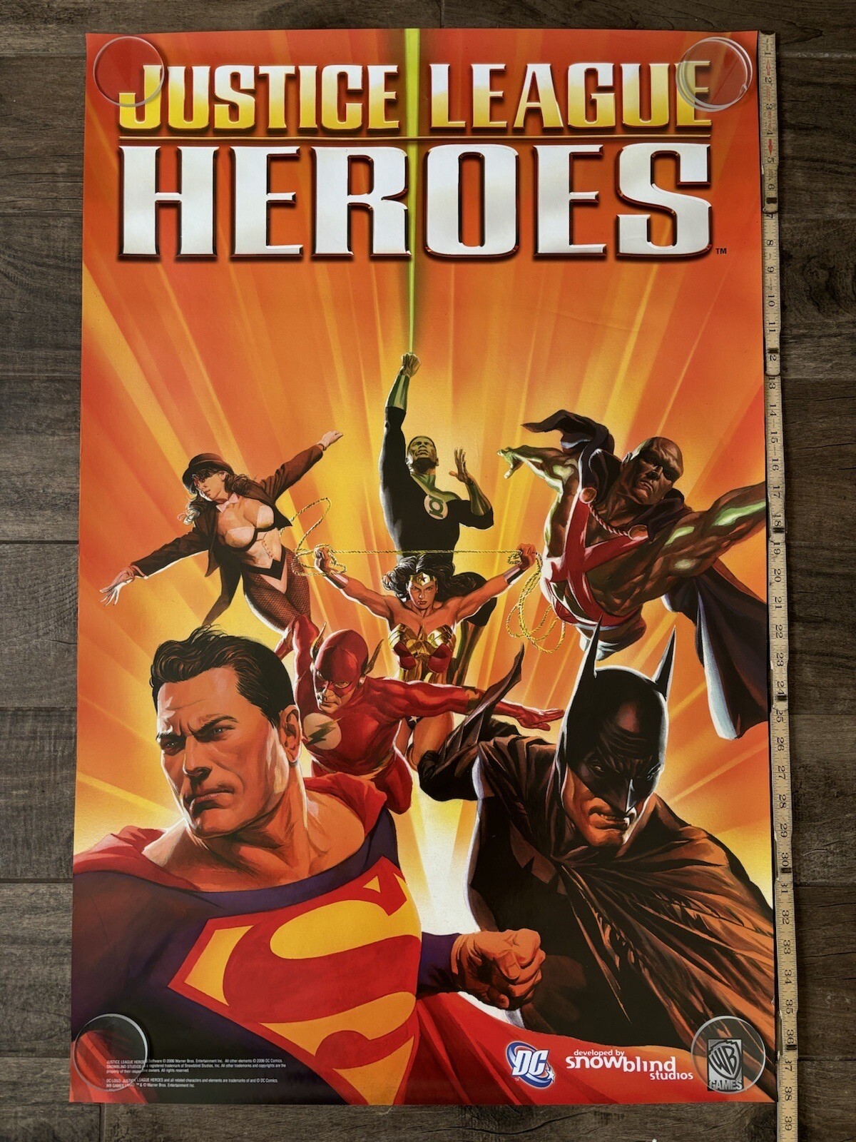 Justice League Heroes 2006 Video Game Promo Poster 38×25 Alex Ross Art DC Comics