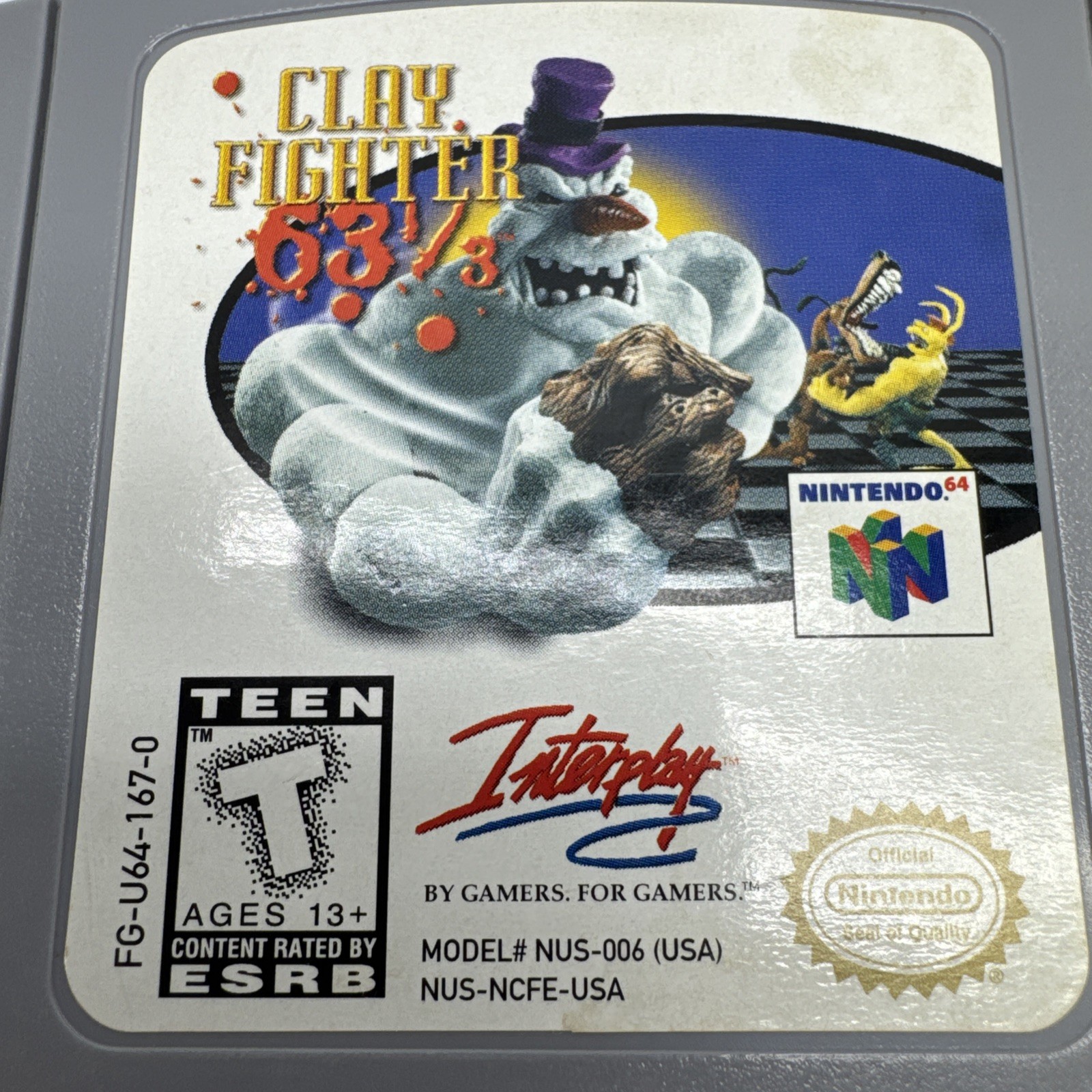 Clay Fighter 63 1/3 (Nintendo 64 N64) Tested and Working