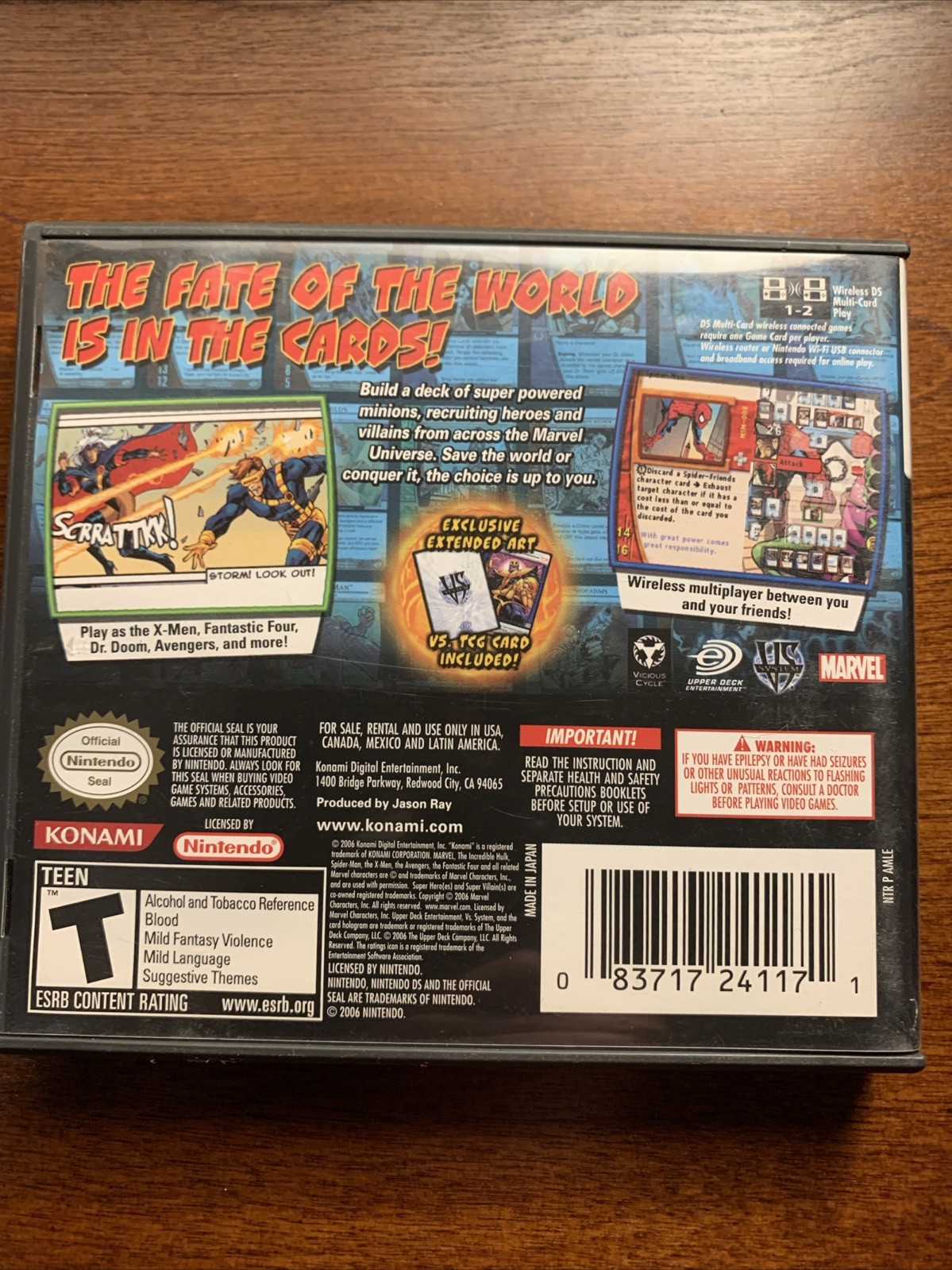 Marvel Trading Card Game (Nintendo DS) Case ONLY No Game / Authentic USA Version