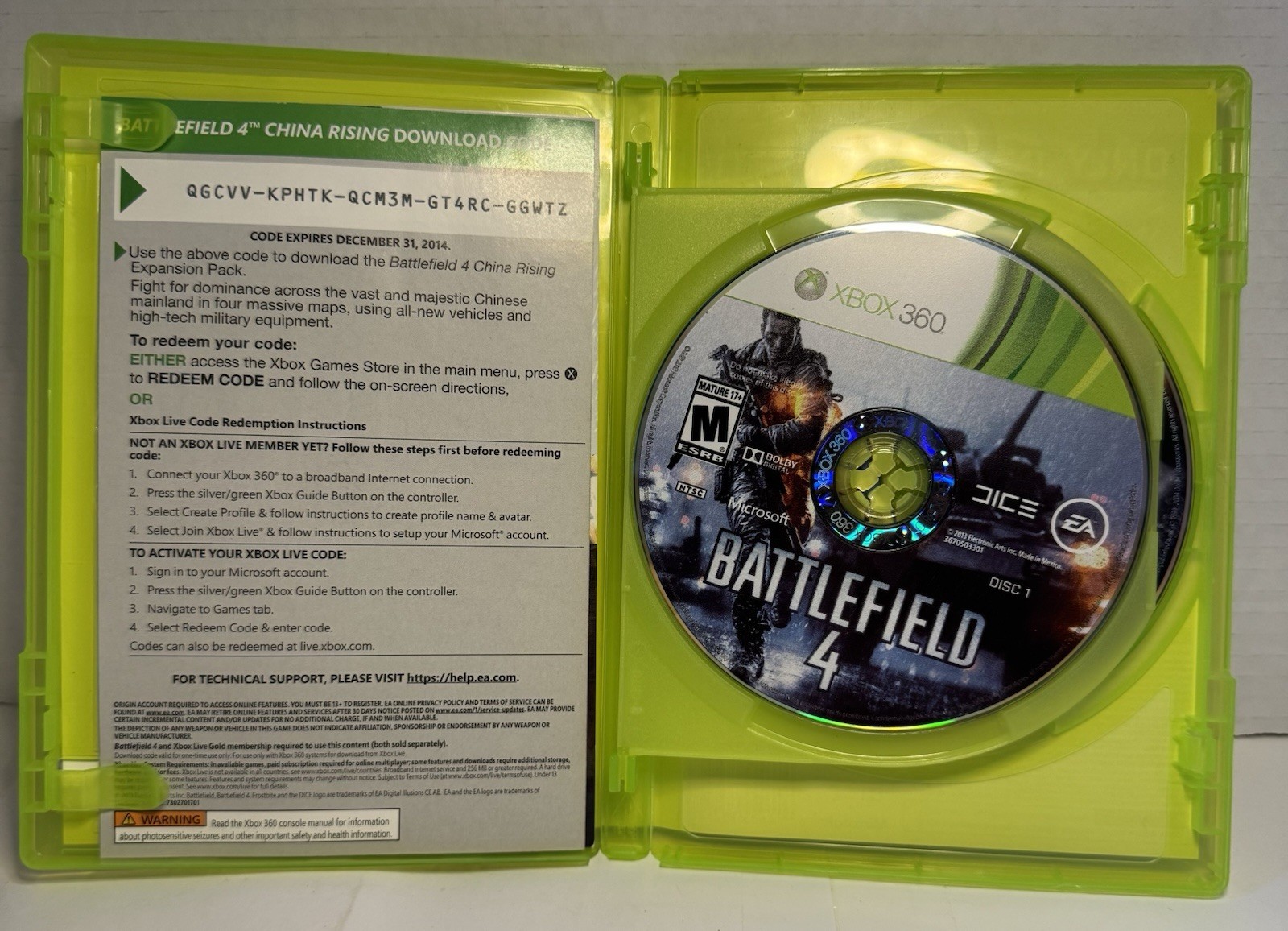 XBOX 360 Battle Field 3 & 4 (w/ Bonus In-Game Content On #4 Only) Video Games