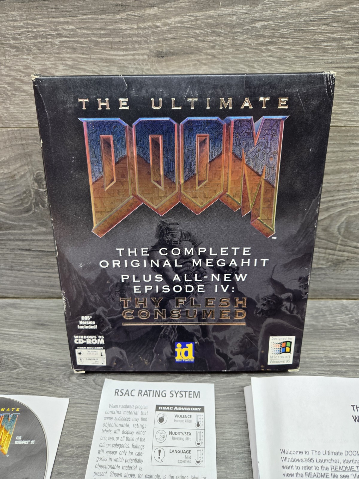 The Ultimate Doom PC Big Box Windows 95 CD-ROM No Poster Clean Disc