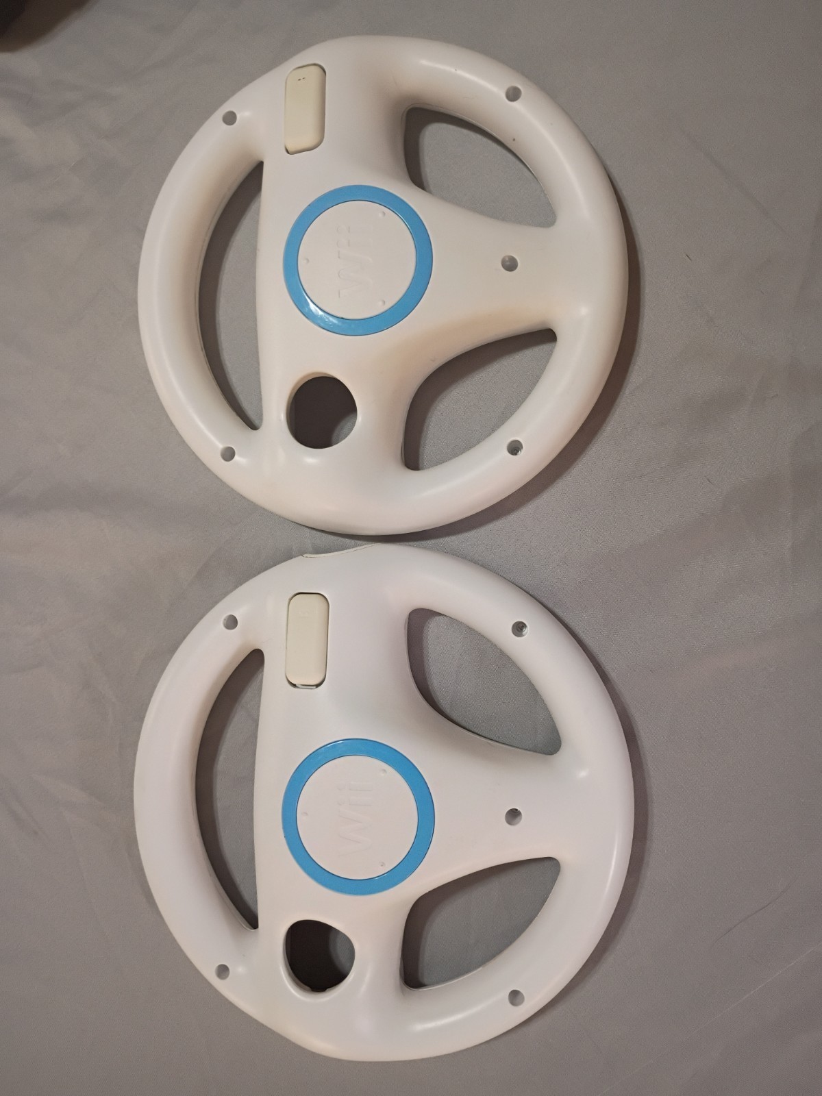 Lot Of 2 Official Nintendo Wii Steering Wheel Mario Kart OEM White RVL-024