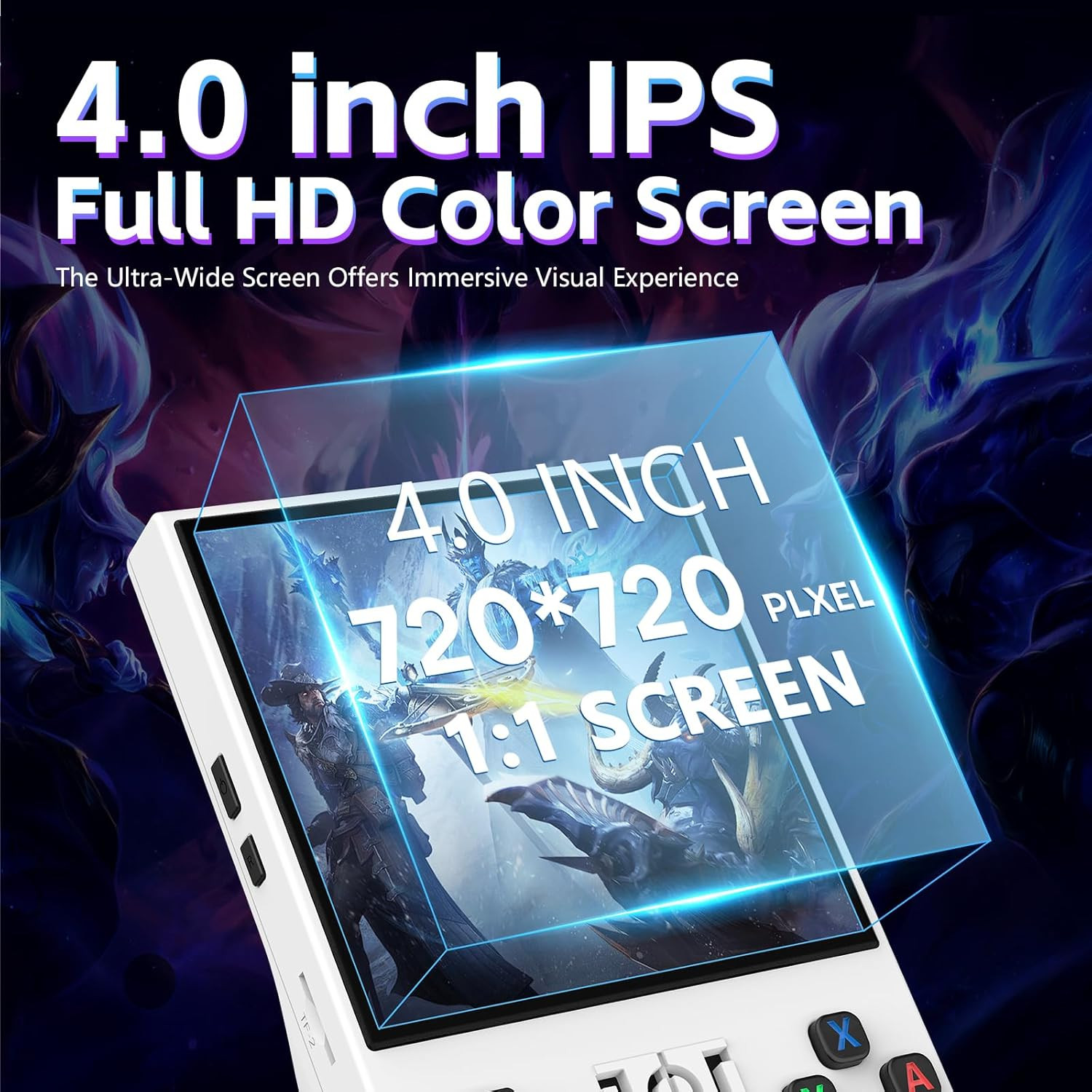 R36MAX Retro Handheld Console, 18,000+ Games, 4″ IPS Screen, 128GB White