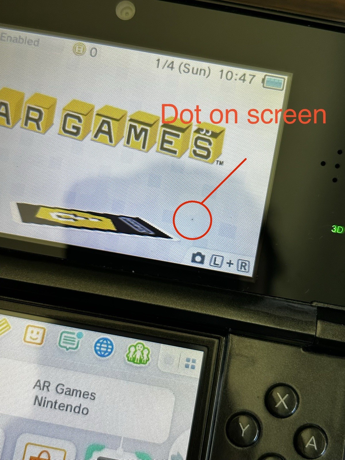 BLACK DOT ON SCREEN Nintendo 3DS Handheld System tested/working- black (B)