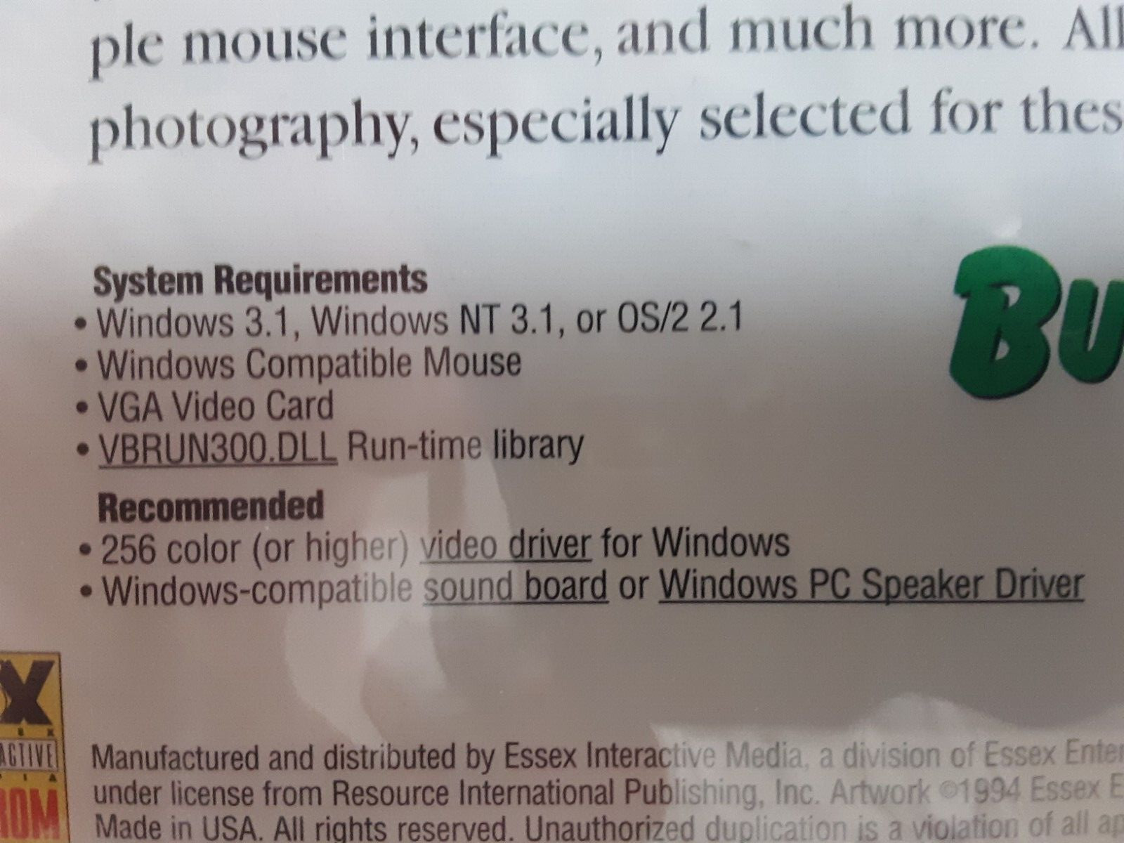 Cascoly Picture Puzzles Vol. 1 Italy retro 1994 CD-Rom create electronic jigsaw