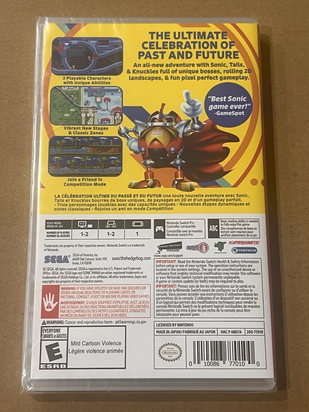 Sonic Mania – Nintendo Switch Brand New Sealed