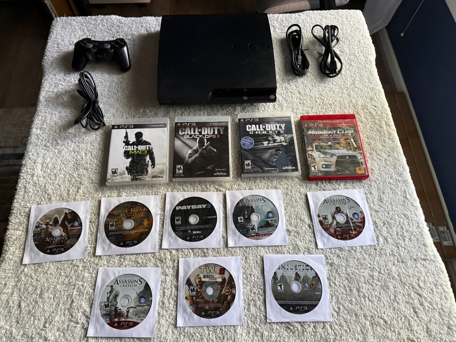 Sony PlayStation 3 Slim PS3 120GB Console Bundle 12 Games Mature Titles Works!