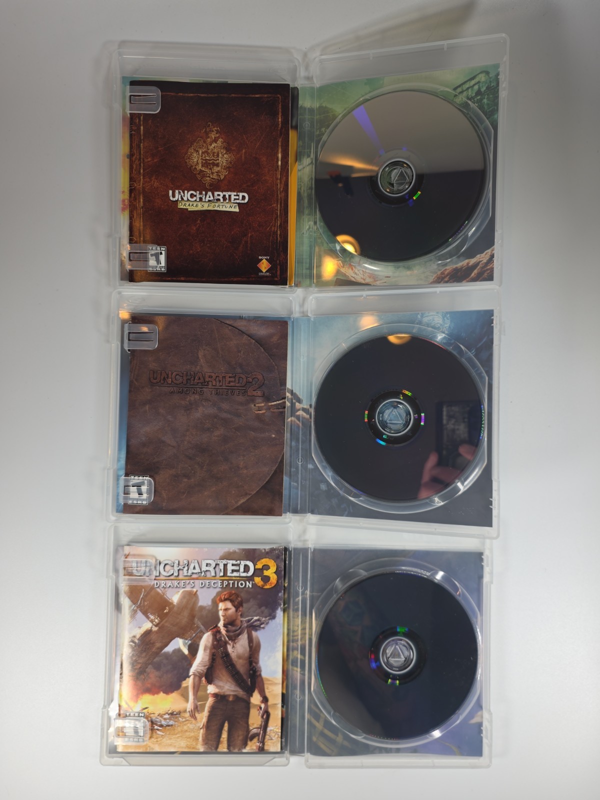 Sony PlayStation 3 -PS3 – Black Label Uncharted Trilogy – 1, 2, And 3 Lot CIB