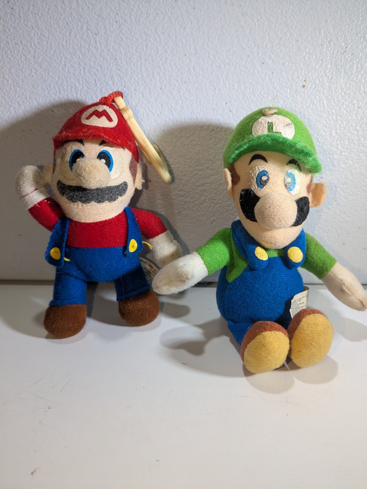 Toysite Mario Plush Keychain + Luigi BD&A Plush Both Issues Stains Dirty Wear