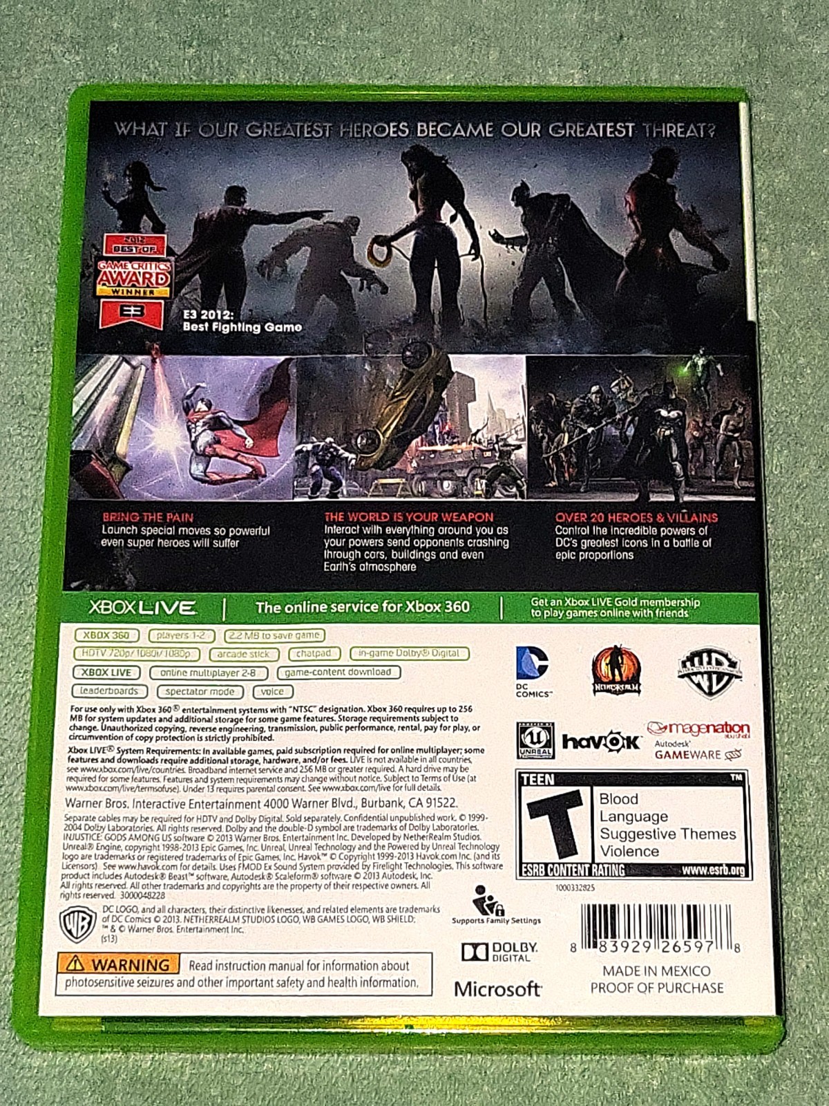 Injustice: Gods Among Us Xbox 360 WB Games 2013 Complete in Box TESTED WORKS NM