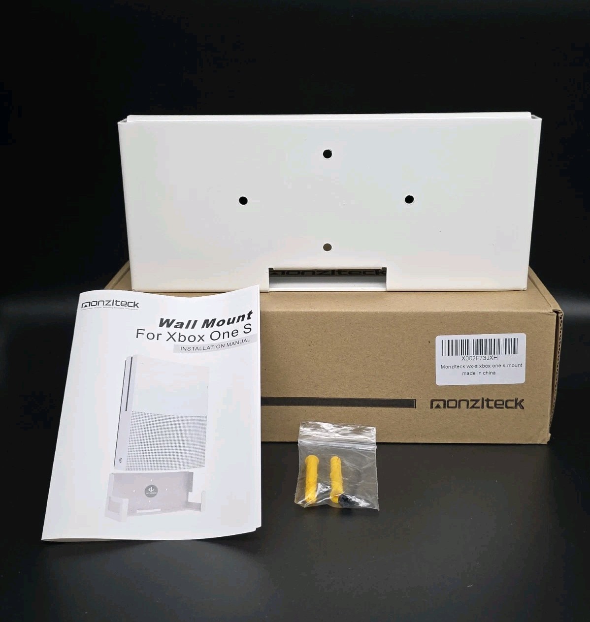 Wall Mount for Microsoft Xbox One S Console Hanger Mount WX-S White Monziteck