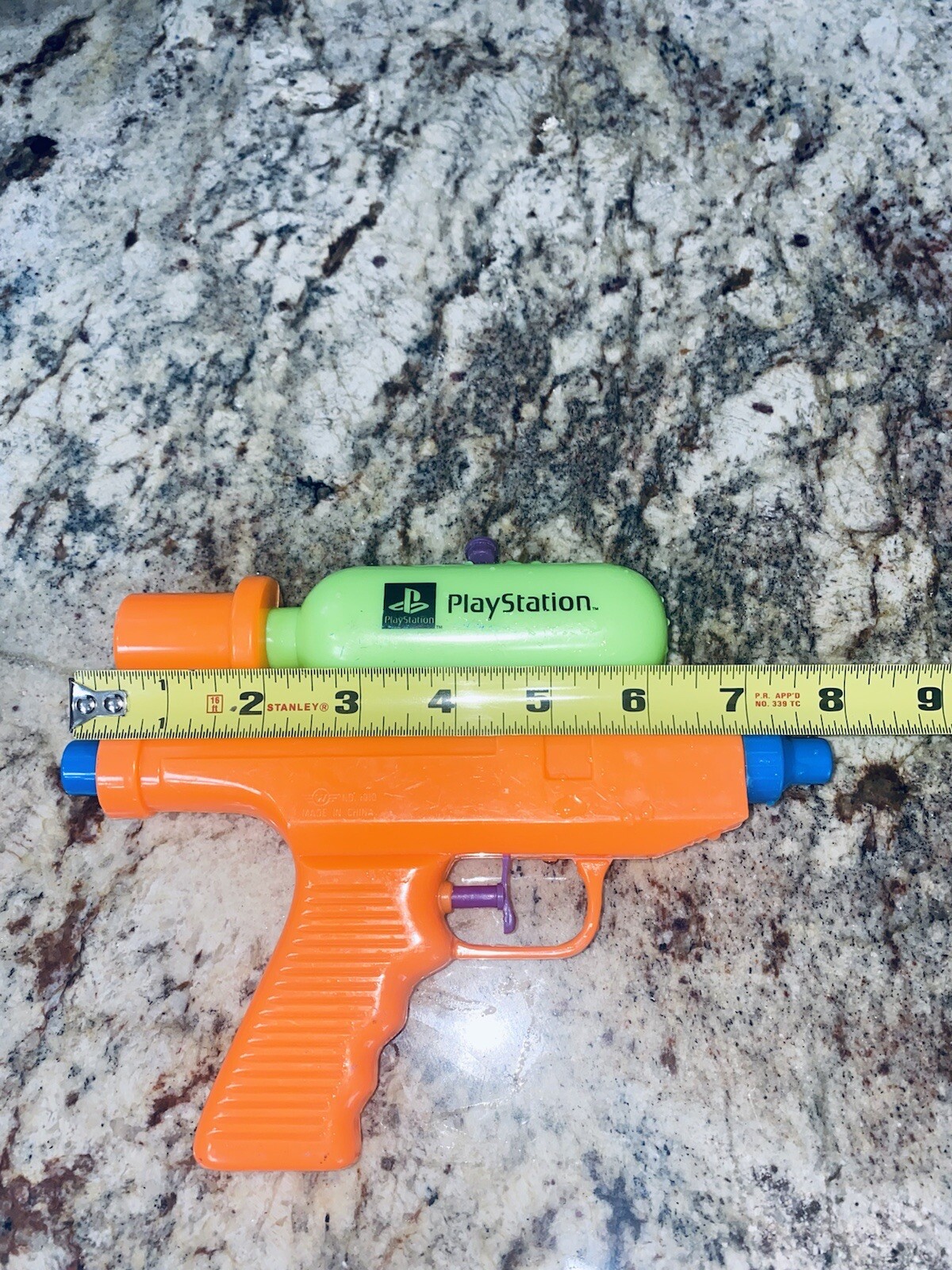 Sony Playstation Water Gun PROMO Orange Green Vintage Video Game Company Ad Toy