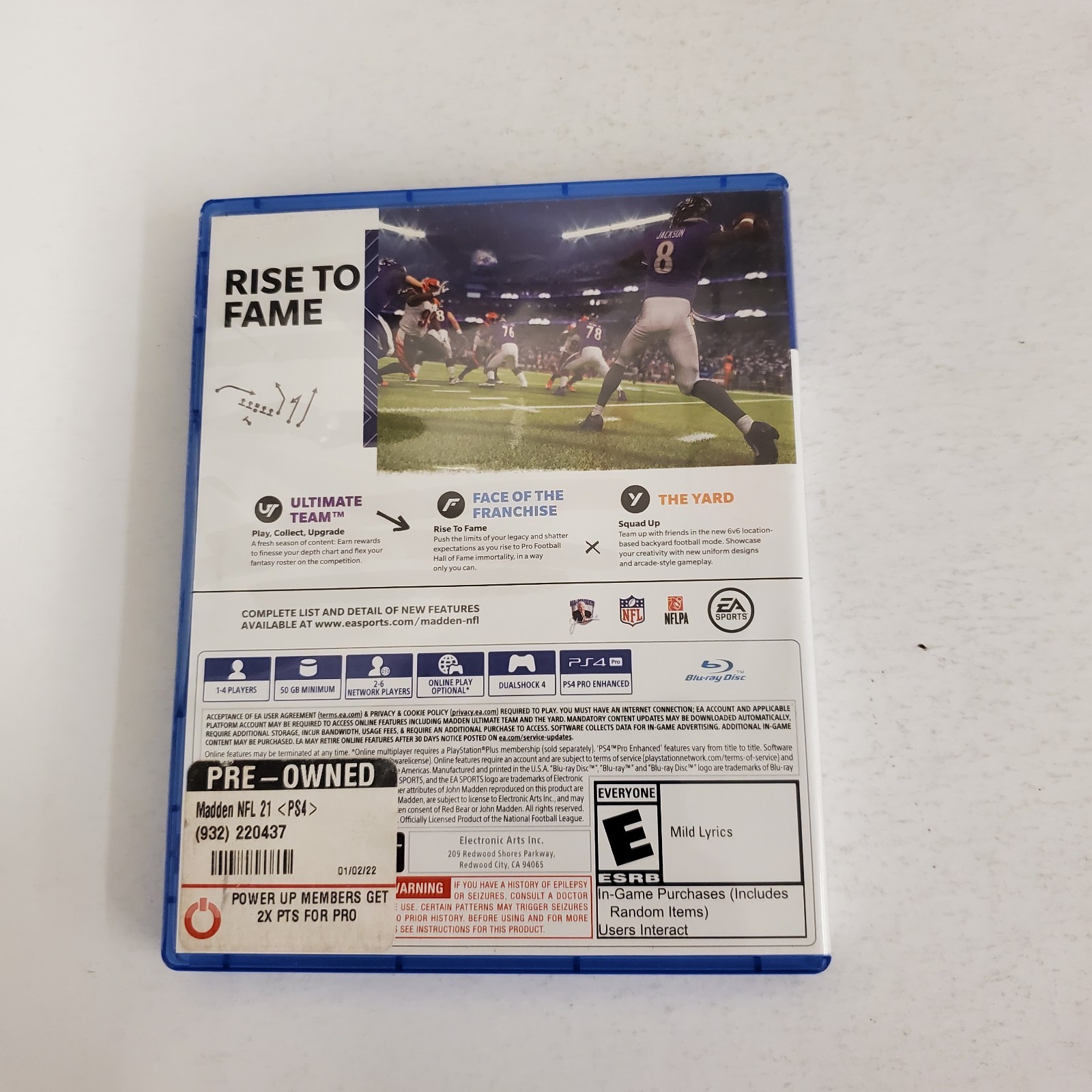 PS4 Madden 21 NFL Sony Playstation 4 2020 Video Game Football Disc and Case