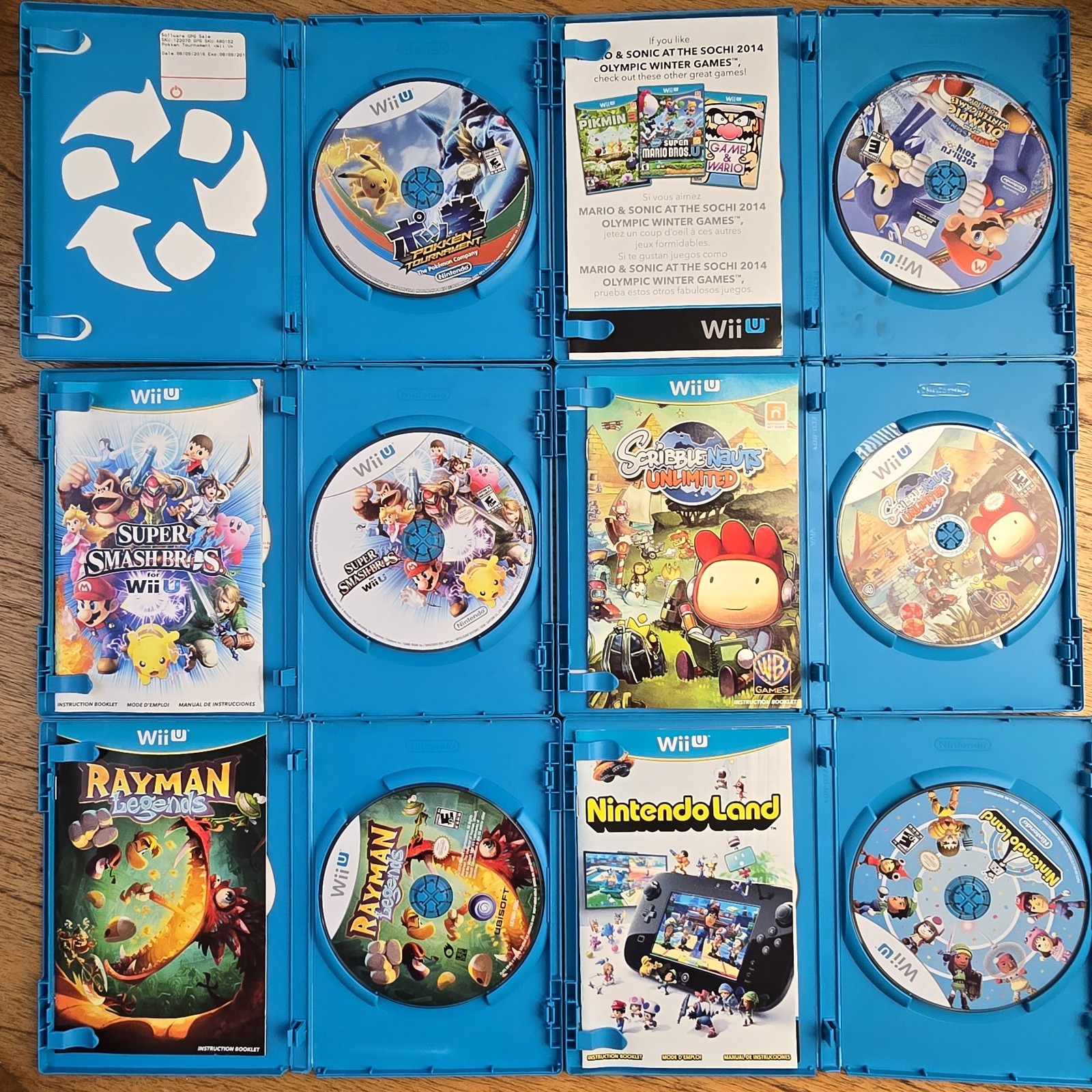 Nintendo Wii U 32GB Console Bundle GamePad Controller 8 Game Lot Mario Pokemon