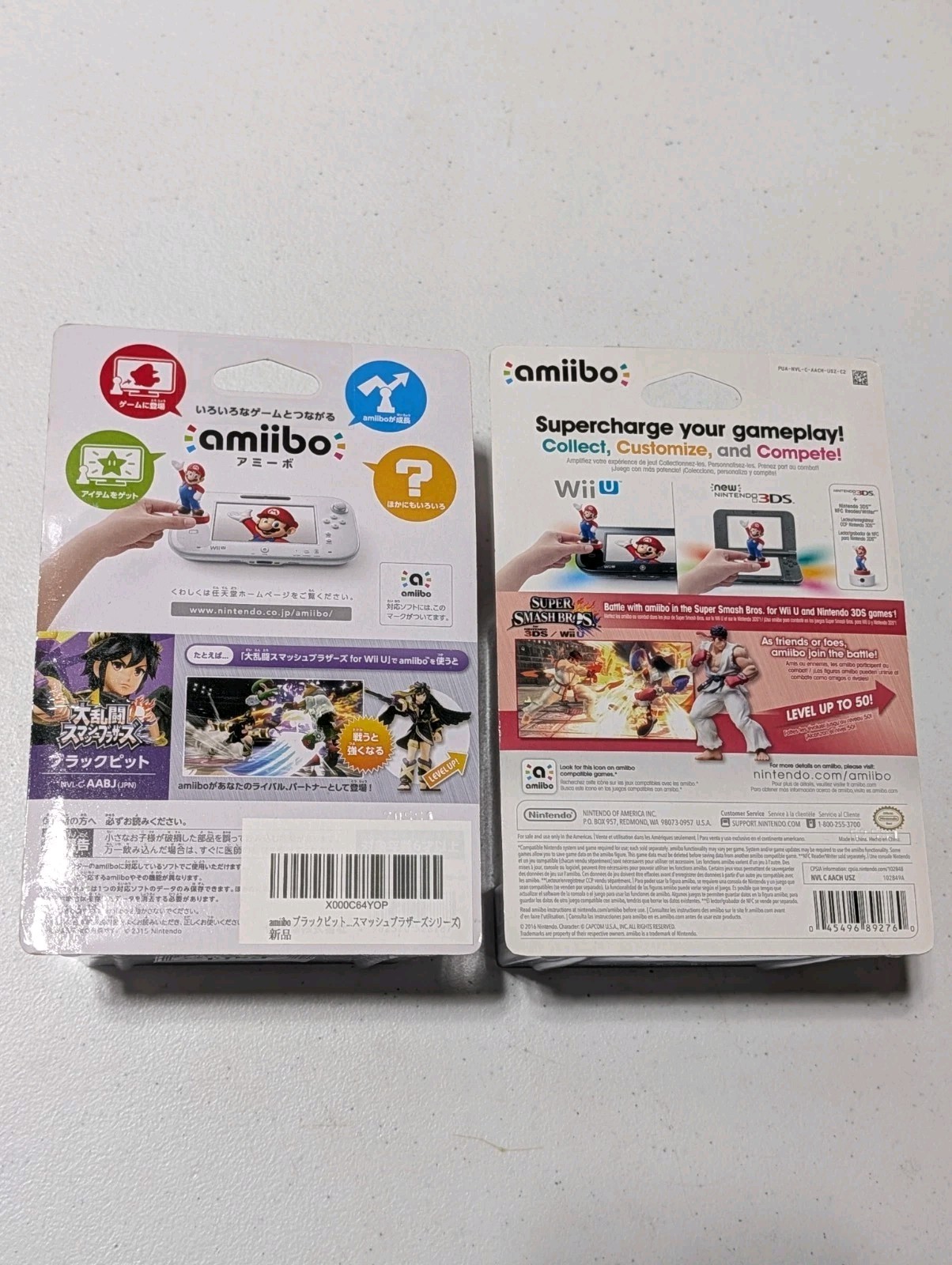 2x Nintendo Amiibo Black Pit (Dark Pit) Japan Version & U.S. Ryu Smash Bros New
