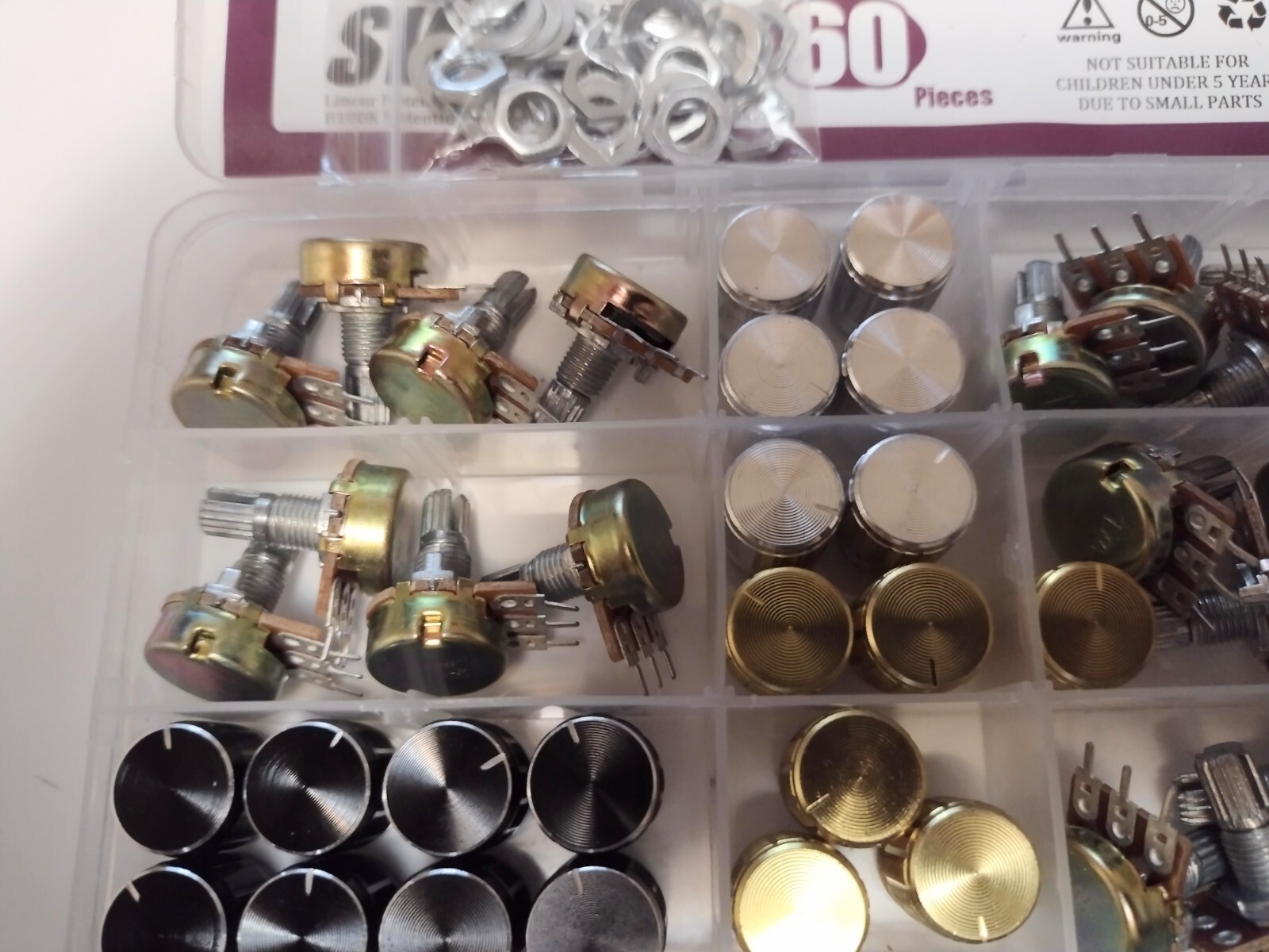 20 piece pack of knurled shaft linear potentiometers – B5k – B100k – new (inv 2)