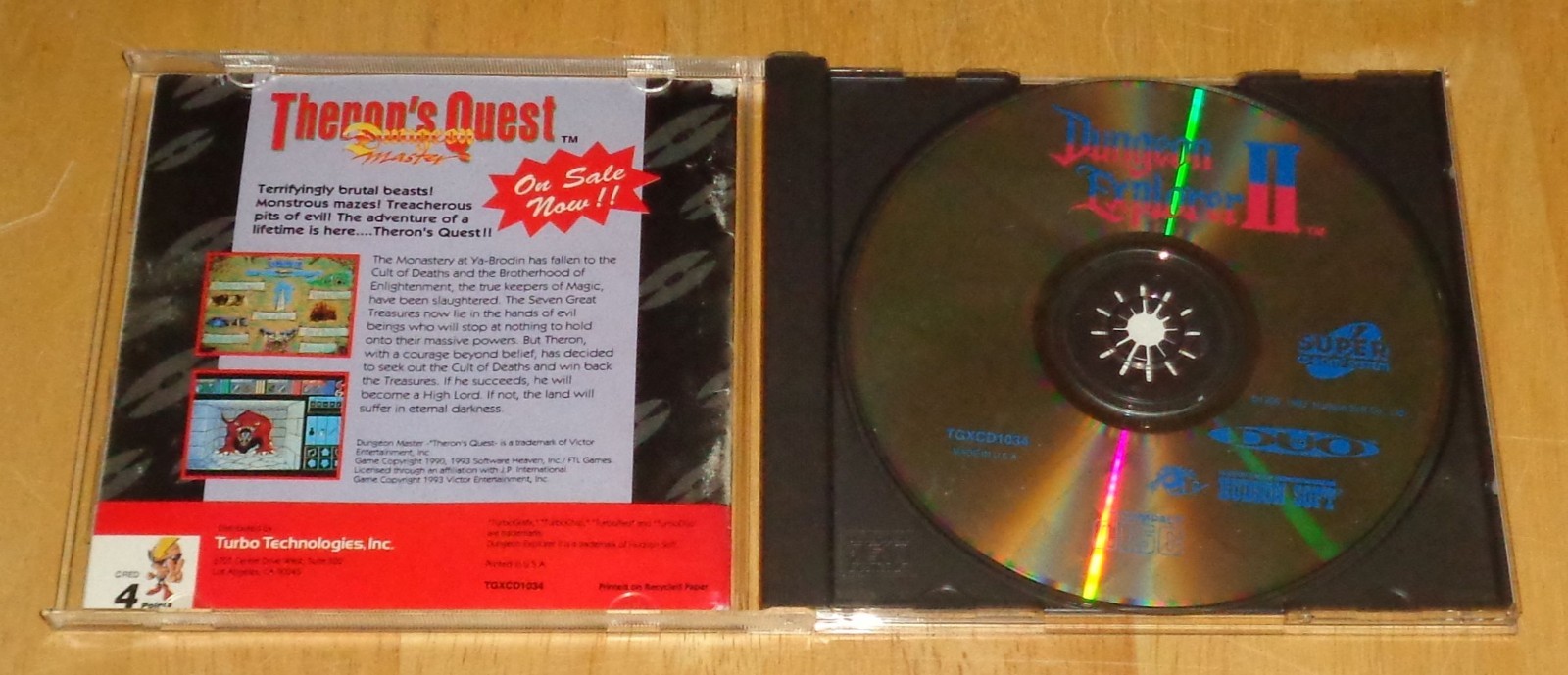 TurboGrafx-16 TurboDuo Dungeon Explorer II 2 Video Game, Original Case + Manual