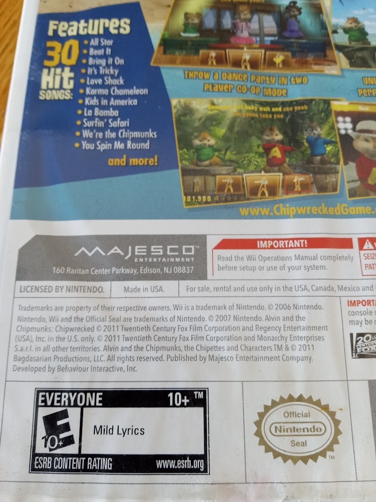 Alvin and the Chipmunks: Chipwrecked (Nintendo Wii, 2011) Complete