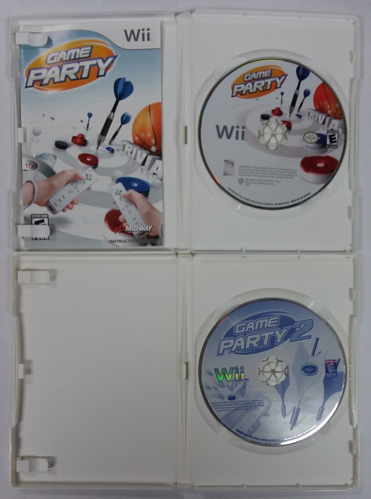 Nintendo Wii GAME PARTY 1 & 2, Lot of 2 Bundle, Tested & Working!