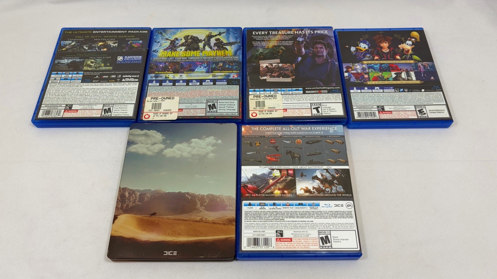 Sony PlayStation 4 PS4 Game Lot Of 5 Kingdom Hearts III Battlefield Steelbook