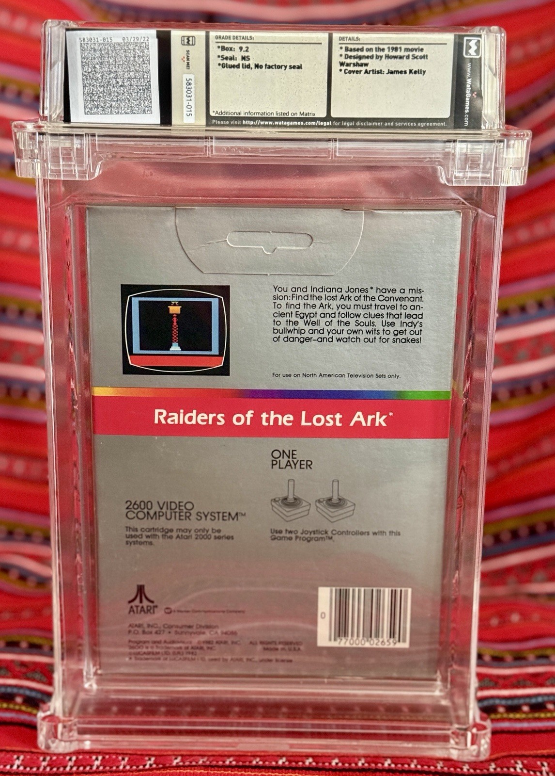 Atari 2600 Raiders of the Lost Ark 1982 WATA 9.2 NS Sealed Video Game