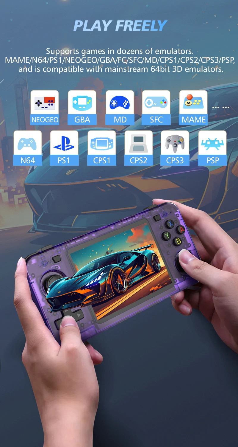 R36H ARKOS Retro Handheld Game Console Portable 64G 128G Pocket Video Player 3.5