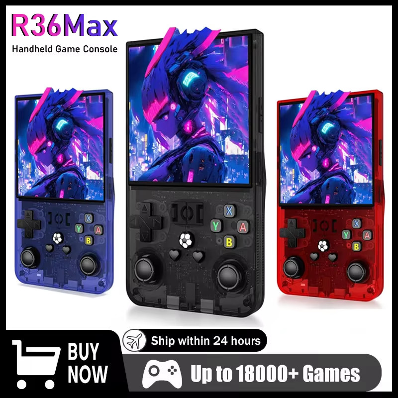 R36MAX Retro Handheld Game Console with 128GB Games and 4.0″ IPS Screen