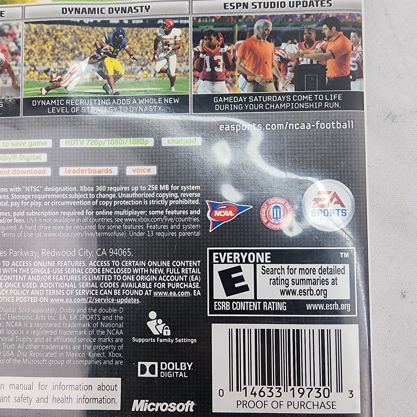 NCAA Football 13 (Microsoft Xbox 360, 2012) No Manual