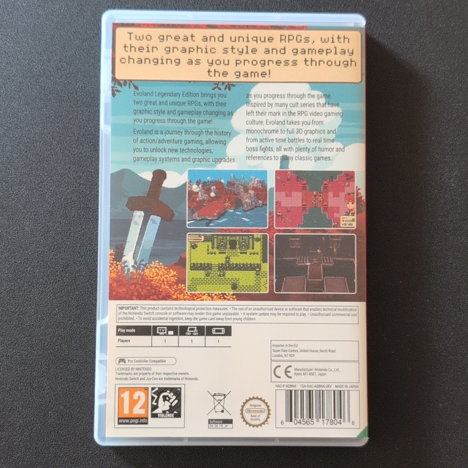 Super Rare Games Evoland Legendary Edition Switch PAL PEGI 12 Manual
