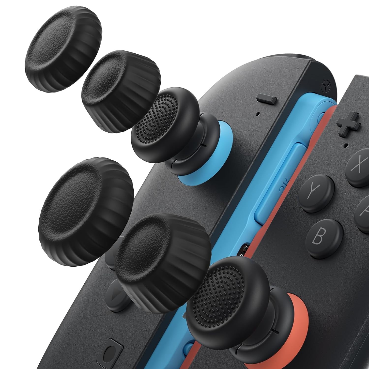 3 Pair Black JSAUX Thumb Grips for Nintendo Switch 2 Caps Joycon Stick Cover