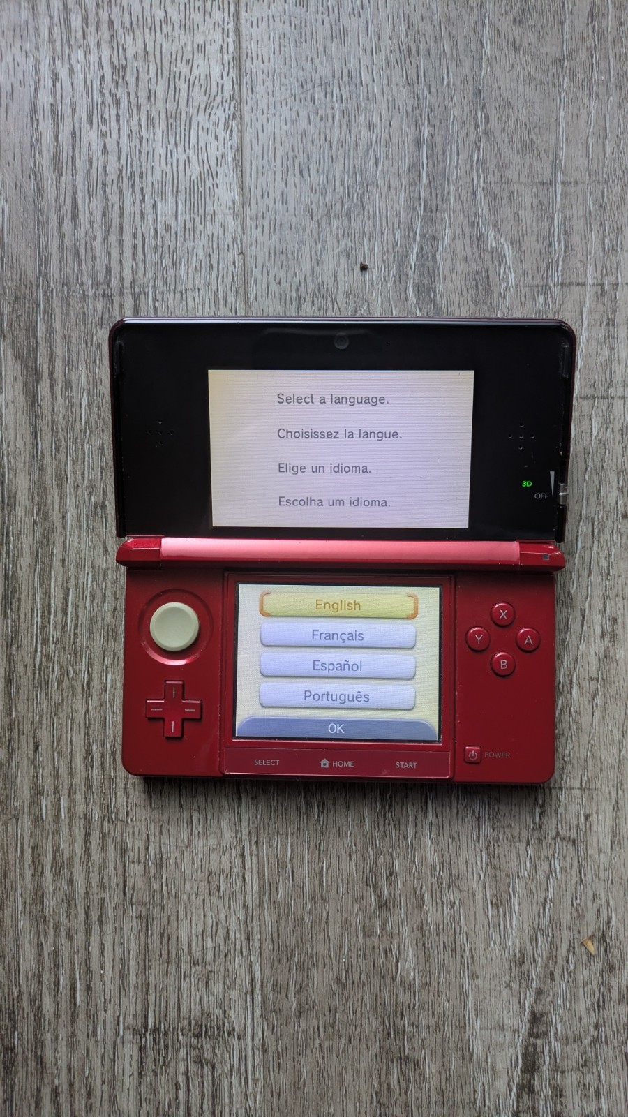 Nintendo 3DS Flame Red Handheld Console System With Charger CTR-001 Tested
