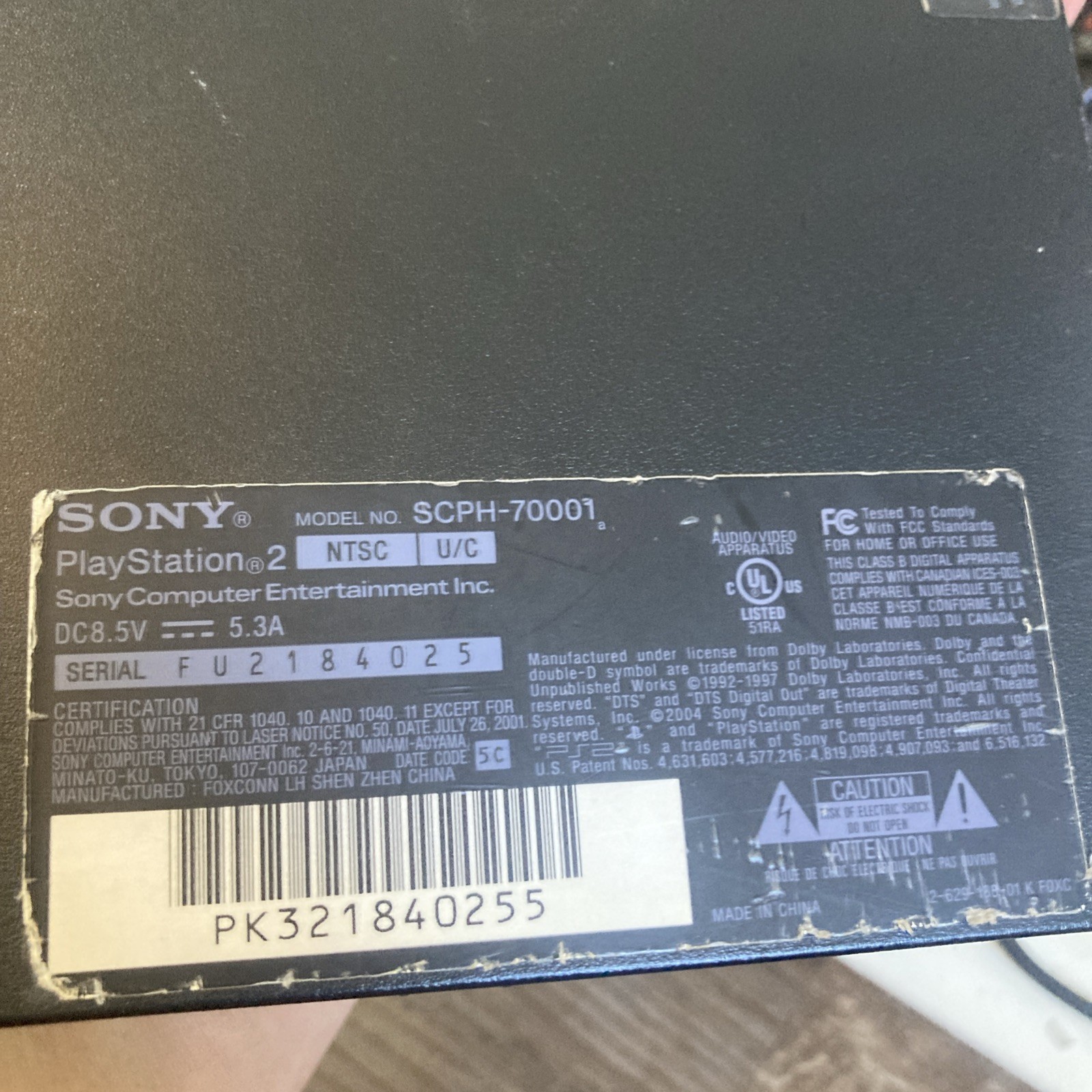 Sony PlayStation 2 Slim Console w/ Power Adapter, AV Cable- Black SCPH-70001