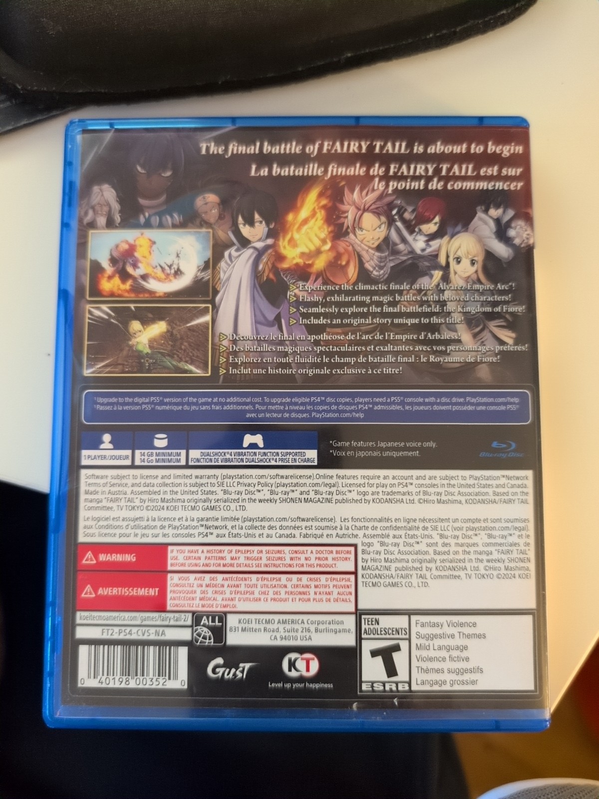 PS4 Fairy Tail 2 CIB Playstation with PS5 Upgrade available