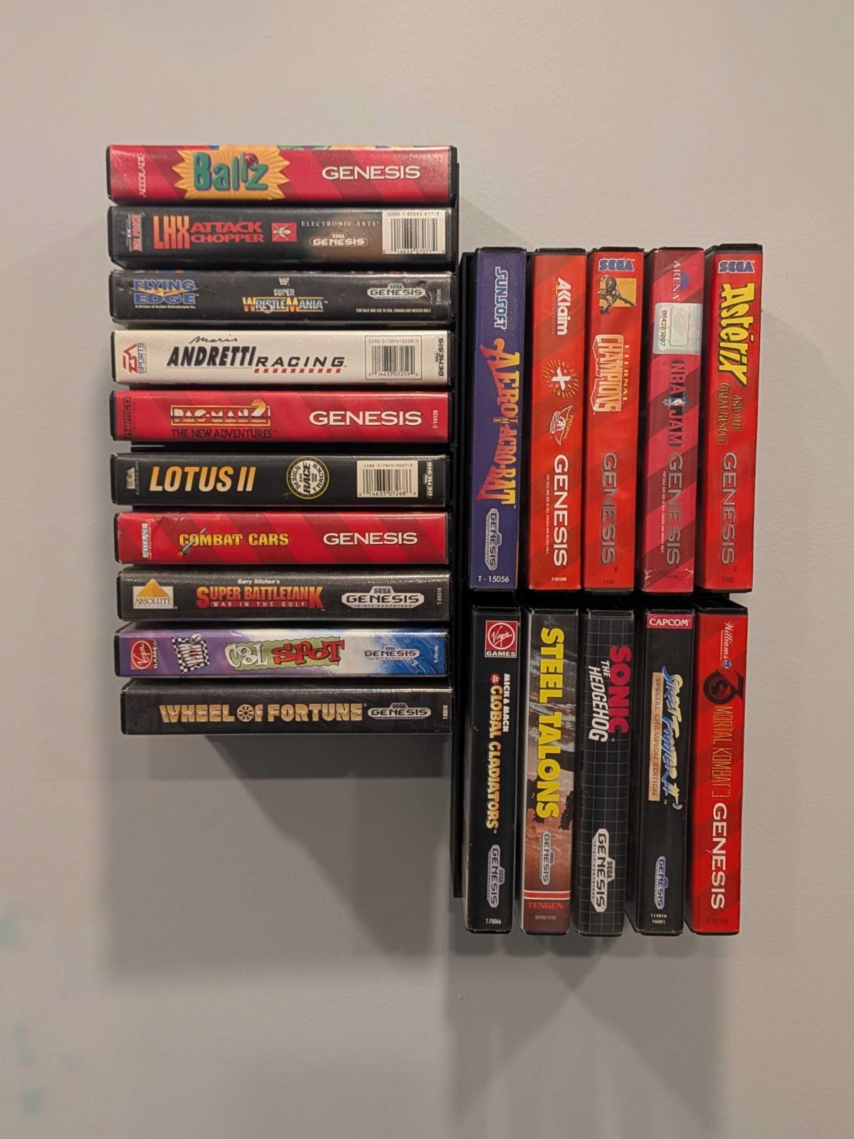Wall Mount Storage System for Complete in Box (CIB) SEGA Genesis Video Games